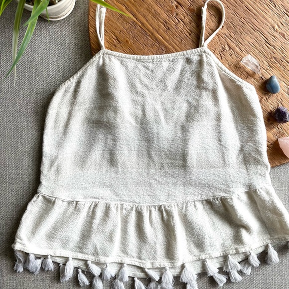 off white tassel linen blouse - Picture 2 of 2